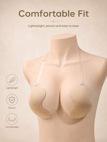 Invisible Push-Up Bra - Strapless Transparent Halter Neck Style, Suitable For Backless Dresses And Wedding Gowns, Recommended To Buy One Size Larger Than Usual - Apricot - View 1