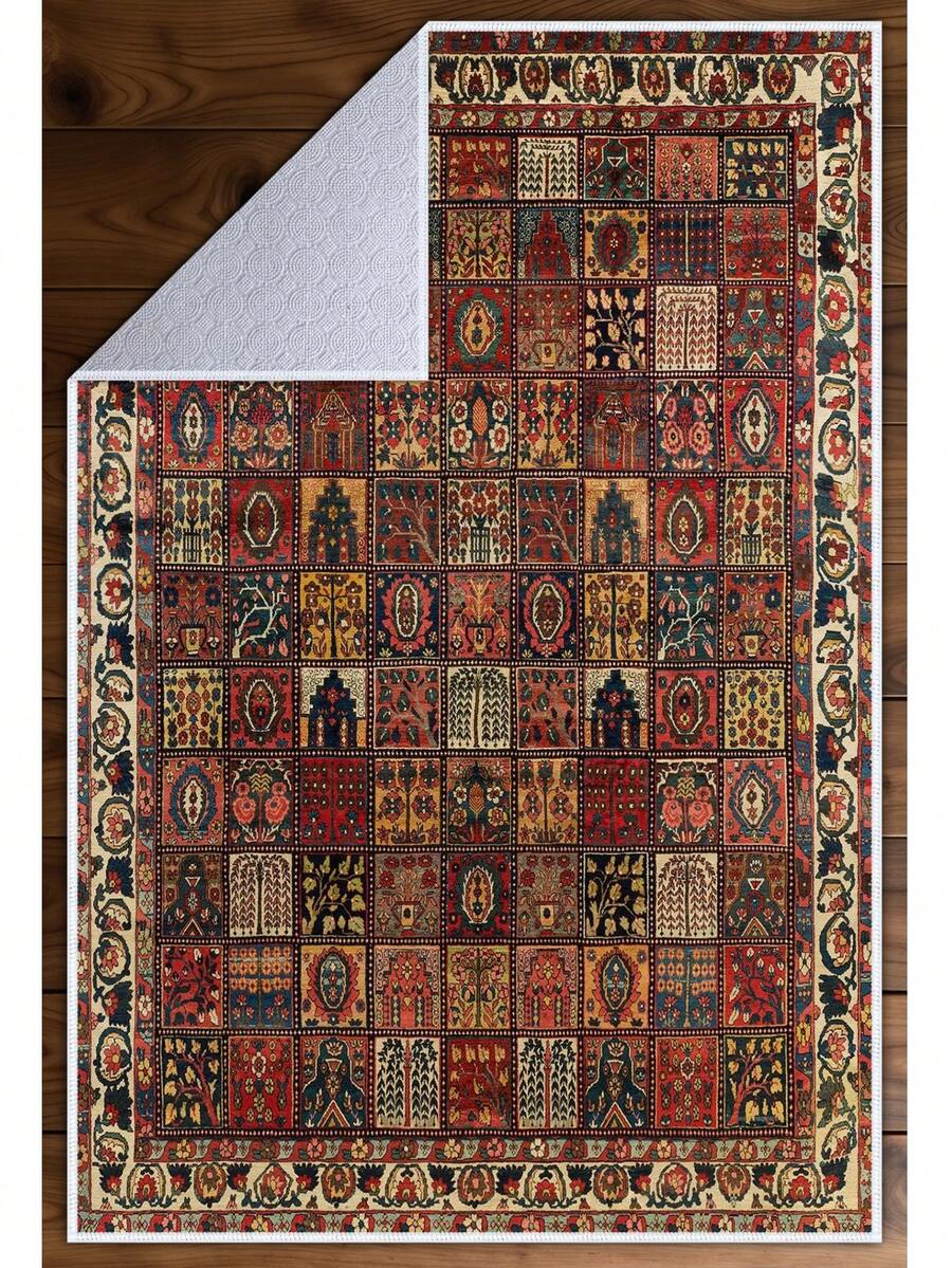 Digitally Printed Non-Slip Washable Runner And Area Rug Living Room Carpet, Modern Design | Modern, Scandinavian, Bohemian And Classic Styles | 100% Polyester - Red - View 1