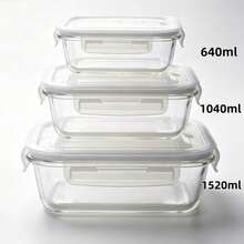 Heat‑Resistible Glass Lunch Box With Lid, Odor‑Resistant Leak‑Proof Quick‑Lock Lid Meal Container, Multi‑Capacity Clear Glass Food Keeper, Oven & Freezer Kitchen Food Storage Organizer - Transparent - View 18