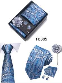 AlanKing 1 Set Men's Tie Set, Suitable For Business Work, Wedding, Banquet Suit Accessories - Multicolor - View 9