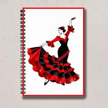 1pc Spanish Red Dress Style A5 Lined Notebook, Back To School, Student Learning Office Notes, Daily Home Notes, Portable Notebook - A5 lined - View 4
