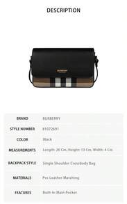 Burberry Color Blocked Women's Shoulder Crossbody Bag 81072701 - Black 81072691 - View 8