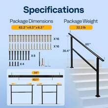 5 Step Adjustable Straight Oval Hand Rails For Outdoor Steps - Black - View 3