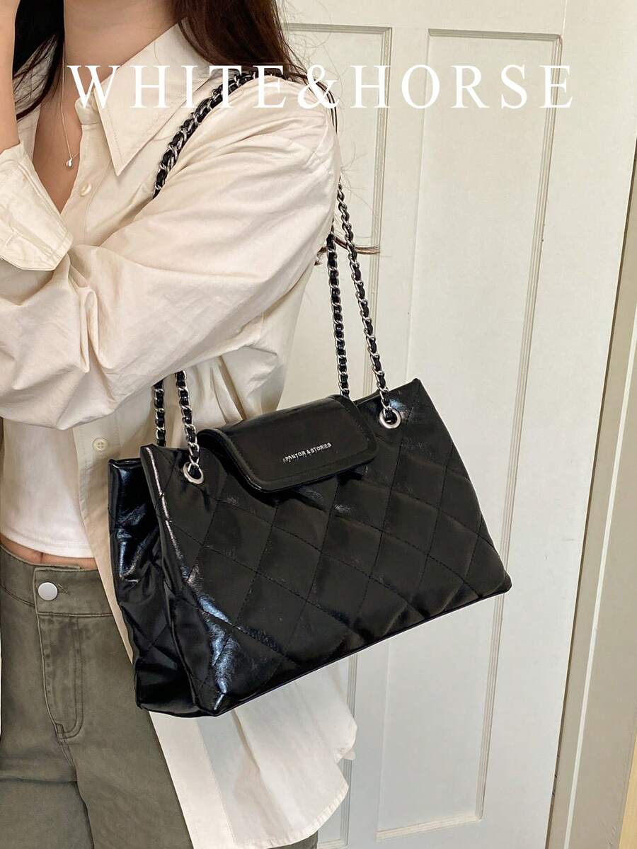 Autumn/Winter New Diamond Quilted Chain Women's Bag, Fashionable Shoulder Bag, Large Capacity, Versatile Commuter Crossbody Bag