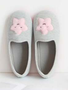 可愛星星與兔子裝飾拖鞋，TPR底，輕量平底居家鞋，軟底防滑臥室室內鞋 - 淺灰色 - 查看 10