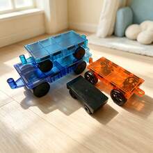 Children's Magnetic Car Refill Pack, 2pcs Magnetic Building Blocks Expansion Toy With Multiple Sizes, Educational Sensory Learning Assembly, Creative Game To Enhance Learning And Imagination, Suitable As Birthday Or Halloween Gift, Random Color, Random Style - Multicolor - View 4