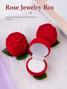 1pc Fashion Romantic 3D Rose Flower Ring Box, Exquisite Gift - Multicolor - View 2