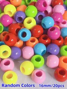 50pcs Acrylic Large Hole Round Solid Color Beads DIY Bracelet Necklace Phone Chain Pendant Tassel Dreamcatcher Jewelry Accessories - Multicolor - View 25