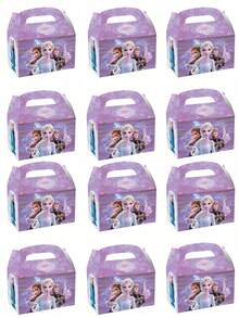 Disney 12/24pcs Anime Theme Party Gift Boxes, Frozen Princess Anna Elsa Cartoon Character Pattern, Party Holiday Birthday Decoration, Candy Portable Paper Gift Boxes - Multicolor - View 5