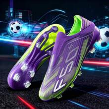 New Seamless Men's Soccer Shoes, School Recommended For Match And Training, Low-Top, Durable And Anti-Slip, Unisex Adult - Purple - View 3