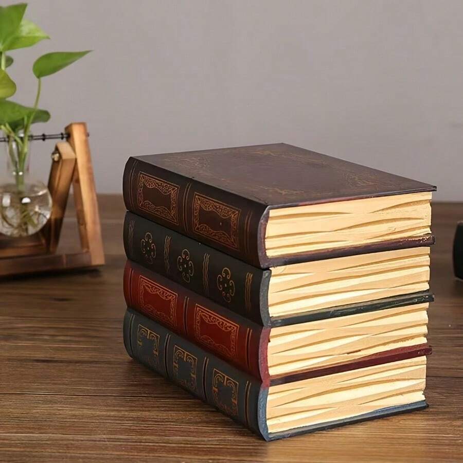 Hộp lưu trữ hình sách bằng gỗ phong cách vintage 2D phẳng có nắp - kệ trang trí văn phòng xếp chồng được, chất liệu gỗ, thiết kế có nắp, phù hợp dùng cho gia đình và văn phòng, không cần dùng điện - Nhiều màu - Xem 1