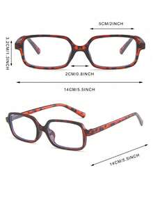 1 Pair Women's Small Frame Rectangular Leopard Print Plain Lens Glasses, Minimalist Style, Suitable For Daily Wear - Multicolor - View 4