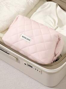 Large Opening Design Large Capacity Makeup Bag With Zipper, Lightweight Travel Toiletry Bag, Waterproof Foldable Quilted Cosmetic Storage Bag, Suitable For Skincare, Brushes, Bathroom And Travel Essentials, Gift For Girls And Women - Multicolor - View 5