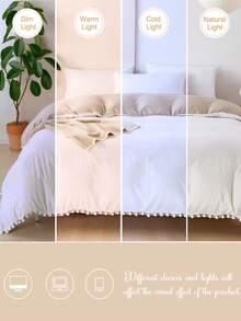1pc Color Blocked Single Duvet Cover, White Front, Close Fitting Camel Color, Paired With Chromosphere Bedding -1 Down Duvet Cover (Without Core), Soft Polyester Fiber, Breathable And Machine Washable, Bohemian Style - White - View 5
