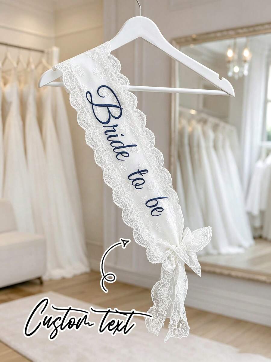 Custom Bride To Be Lace Sash, Embroidered Bridal Shower Sash, Custom Thread, Lace Sash For Wedding, Bachelorette Party Sash, Hen Party Bride Gift, Gift For Wedding, Party. - Multicolor - View 1