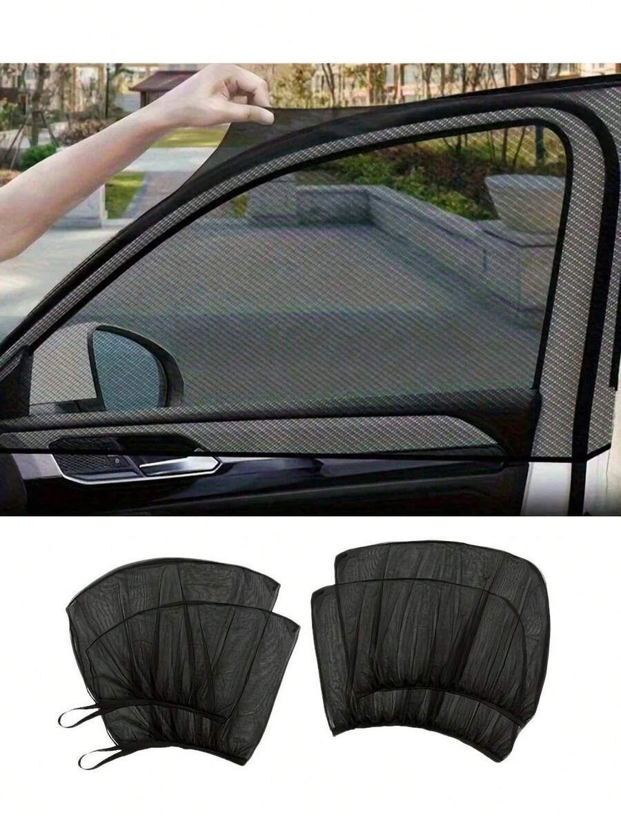 Car Breathable Window Mesh, Ultra-Thin Large Mesh Car Sunshade (Thin/Transparent, Mainly For Mosquito Protection, Fabric Not Dense), Car Side Window Mosquito Protection Sunshade Cover, Camping Travel Car Interior Sun Protection Accessory, Mosquito Protection, Heat Insulation, UV Reflection Sunshade Film, Suitable For Sedans And SUVs. - Random Styles - View 1