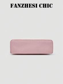 Lychee Textured Box Bag Handbag Zipper Closure Minimalist Style Handheld Crossbody Dual-Use Square Body Can Hold Phone Lipstick Keys Suitable For Commuting Work Dating Shopping Daily Outings - Baby Pink - View 5