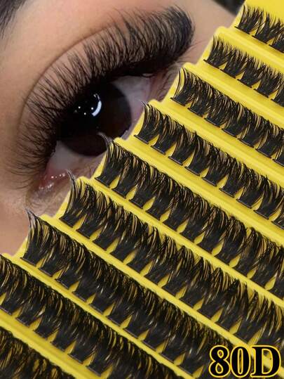 High-Rated 200 Clusters 80D Cat Eye False Eyelashes, 10-16mm Mixed Length, D/DD Curl. DIY Natural Style Eyelashes - Dense Eyelashes - Fluffy Eyelash Clusters, High Cost-Performance Eyelashes. Beginner-Friendly, Easy To Apply. Suitable For Daily, Party, Stage Performance Or Holiday Makeup Occasions, Eyelash Technician Supplies, Beauty Enthusiast Exclusive. Gift For Family, Girlfriend, Best Friend. Holiday Gift