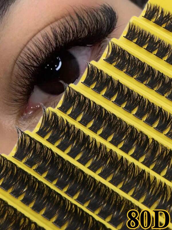 High-Rated 200 Clusters 80D Cat Eye False Eyelashes, 10-16mm Mixed Length, D/DD Curl. DIY Natural Style Eyelashes - Dense Eyelashes - Fluffy Eyelash Clusters, High Cost-Performance Eyelashes. Beginner-Friendly, Easy To Apply. Suitable For Daily, Party, Stage Performance Or Holiday Makeup Occasions, Eyelash Technician Supplies, Beauty Enthusiast Exclusive. Gift For Family, Girlfriend, Best Friend. Holiday Gift