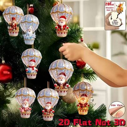 2D Datar, 8 buah Dekorasi Gantung Buatan, Cocok untuk Dekorasi Pohon Natal, Berbentuk Santa Claus dengan Pengait, Ornamen Gantung DIY Datar, Cocok untuk Dekorasi Meja, Karangan Bunga, dan Pesta Sepanjang Tahun - Bahan Buatan, Cocok untuk Dekorasi Rumah, Dapur, dan Liburan, 2D Datar