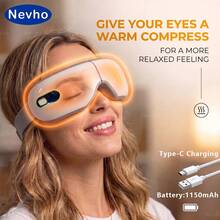 Nevho Foldable Electric Eye Massager, Portable Rechargeable Heated Eye Mask With Wireless Music, Soft Skin-Friendly Airbag Kneading Eye Care Device, Relaxation Gift For Home And Travel - View 4