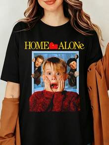 Home Alone Graphic T‑Shirt, Kevin McCallister, Harry And Marv, 90s Classic Christmas Movie Tee, Holiday Fan Gift - 黑色 - 查看 1
