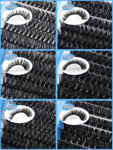 720/666/648/708/684/576/200pcs Large Capacity False Eyelashes, Portable False Eyelash Book, Suitable For Beginners, Soft Natural Look, Thick Fluffy Single Cluster Eyelashes, Long-Lasting Lightweight, Suitable For Daily Makeup, Home DIY, Classic Segmented Eyelashes - D - View 12