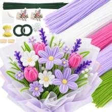 758pcs Handmade Chenille Stems, 10 Colors Large Pack, Suitable For Arts & Crafts, Flower Stems, Wrapping Paper, Pearls, Greeting Cards, Tape, Flower Centers, Ribbons, DIY Floral Crafts, Creative Projects, Holiday Decorations And Children's Crafts - Pipe Craft - View 6