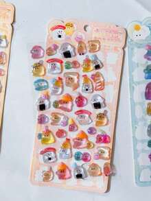1/4pcs Embossed Crystal Fun Stickers Solid Cartoon Animal Pattern Planner Phone Case Decoration Stickers - Multicolor - View 11