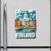 Helsinki Cathedral And The Colorful Harbor Under Nordic Clouds Magnet Where The Sea Breathes A Quiet Welcome Keepsake For All Metal Surfaces Throughout The Home - A - View 2