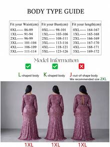 UNITHORSE Women Plus Size V-Neck Sequin Long Sleeve Cinched Waist Fitted Shiny Maxi Dress Party - Red Violet - View 8