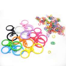 110/330pcs Mixed Colored Iron Open Rings And Zinc Alloy Swivel Lobster Clasp Hooks,Colorful DIY Accessories For Craft And Keychain Making Projects - Multi-color - View 2