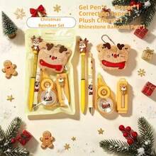 1 Set Christmas Themed Stationery Gift Set, Gel Pen Eraser Correction Tape Charm Pendant, School Office Reward Prizes For Children, Stocking Stuffer - Multicolor - View 8