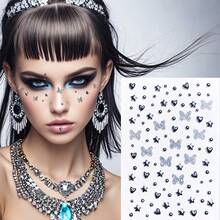 2Sheets Butterfly Heart Face Gem Stickers, Stage Makeup, Facial Accessories, Eye Makeup, Concerts, Y2K, Halloween, Christmas Face Gems Decorative Stickers - Multicolor - View 5
