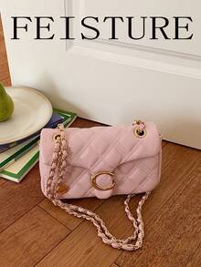 FEISTURE 1pc Solid Color Quilted Embroidered Women's Shoulder Bag, Chain Crossbody Small Square Bag, Suitable For Girls, Women, College Students, New Professionals And White-Collar Workers, Perfect For Work, Business, Commuting, School - Multicolor - View 17