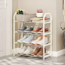 1pc 4-Tier Shoe Rack Storage Organizer - Freestanding Shoe Cabinet, Suitable For Closet, Entryway And Hallway - Easy Assembly And Space-Saving Stainless Steel Multi-Layer Simple Shoe Rack Storage Cabinet For Indoor Dorm Entrance Home Use, Stylish And Economical - Multicolor - View 7