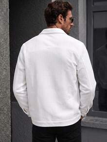 Men's Casual Textured Jacket, Lightweight Spring/Summer/Autumn Windbreaker - White - View 3