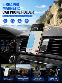 2pcs/1pc L-Shaped Magnetic Car Phone Holder, Suitable For GPS Navigation And Air Vent, Hands-Free Dashboard Phone Mount, Universal Car Accessory, Road Trip Essential, Father's Day Gift, Summer Travel, Driver's Car Gadget - Multicolor - View 6