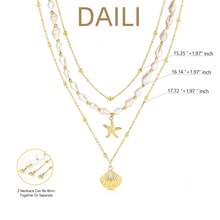 DAILI 1-3 Buah Kalung Bintang Laut dan Kerang, Kalung Bertingkat untuk Wanita, Kalung Choker Tumpuk yang Elegan, Perhiasan Liburan Bertema Laut, Hadiah Perhiasan Liburan - Kalung bintang laut bertumpuk - View 7
