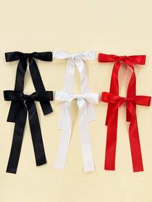 2 kẹp tóc nơ satin trơn tối giản cho nữ, phù hợp đeo hằng ngày và đi chơi - Nhiều màu - Xem 2
