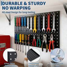 GOCAPTAIN Heavy-Duty Metal Pegboard Wall Storage Module, For Garage And Workshop Tool Storage, 2-Piece/3-Piece/4-Piece - Powder-Coated Steel, Wall-Mounted Modular Storage, Flexible Layout, Compatible With Hooks - Black - View 7