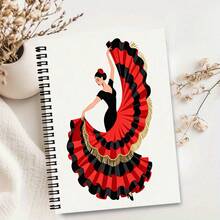 1pc Spanish Red Dress Style A5 Lined Notebook, Back To School, Student Learning Office Notes, Daily Home Notes, Portable Notebook - A5 lined - View 8