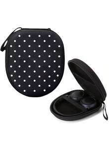 Polka Dot Pattern Hard Shell EVA Earphone Storage Bag - Portable Travel Case For Over-Ear Headphones And Gaming Headsets, With Mesh Pocket And Elastic Strap, Waterproof And Shockproof - Multicolor - View 3