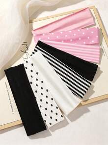 8pcs Vintage Polka Dot Striped Solid Color Women's Non-Slip Sweat-Absorbing Headbands, Versatile Hair Accessories For Daily Commute, Sports, Yoga - Multicolor - View 3