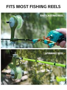 BILLINGS Fishing Line Spooler, Adjustable Portable Fishing Line Spooler, Anti-Tangle, Suitable For Spinning Reels And Baitcasting Reels, Can Be Clipped To Fishing Rod Or Mounted On Desk - Green - View 7