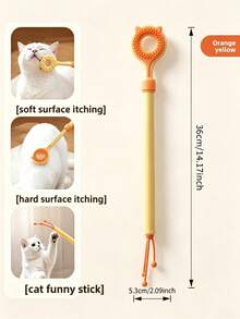 3-In-1 Cat Grooming Tool, Thickened Telescopic Design, With Double-Sided Massage/Scratching Stick And Interactive Cat Teaser, Suitable For Indoor Cats, Gently Removes Loose Fur - Multicolor - View 9
