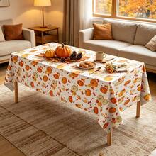 3 Pieces1-Piece Autumn Thanksgiving Tablecloth Disposable Autumn Leaves Tablecloth 54"X108" Pumpkin Rectangular Tablecloth Thanksgiving Party Decoration For Dining Table And Kitchen - Multicolor - View 5