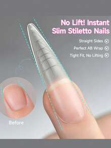 UR SUGAR 240Pcs Long Pre‑Shaped Full‑Cover False Nail Tips, 12 Sizes Acrylic Soak‑Off Nail Extension Tips, Multi‑Size Press‑On Manicure Supplies For Home DIY & Professional Salon - Clear - View 3
