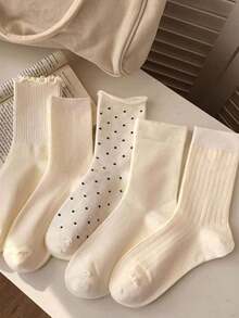 Women's White Short Socks, Thin Casual Fashion Low-Cut Summer - Multicolor - View 1