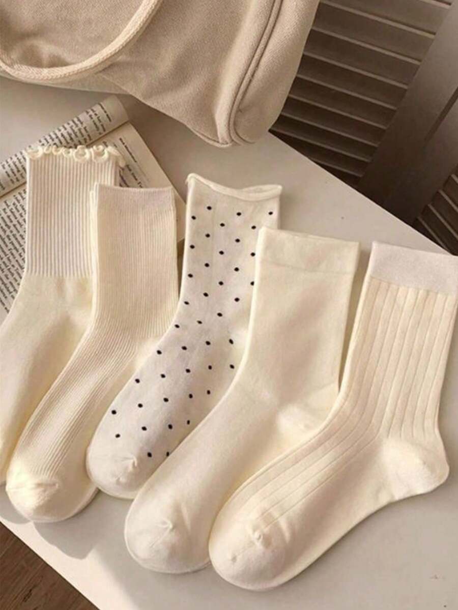Women's White Short Socks, Thin Casual Fashion Low-Cut Summer - Multicolor - View 1